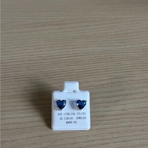 Sterling Silver Heart-Shaped Blue Earrings